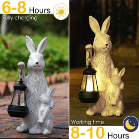 REYISO bunny lamp in yard showcases durable resin and weatherproof charm.