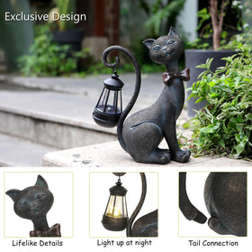 REYISO outdoor cat statue displayed in garden for durable year-round decoration