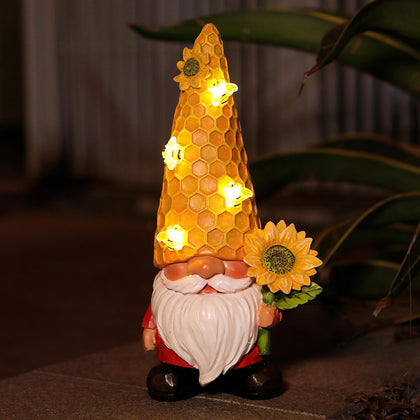 REYISO sunflower gnome outdoor statue adds whimsical curb appeal.