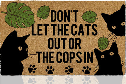 ReyloCG cat door mat welcome dont-let-the-cats-out front porch, durable no-shed surface for rainy days.