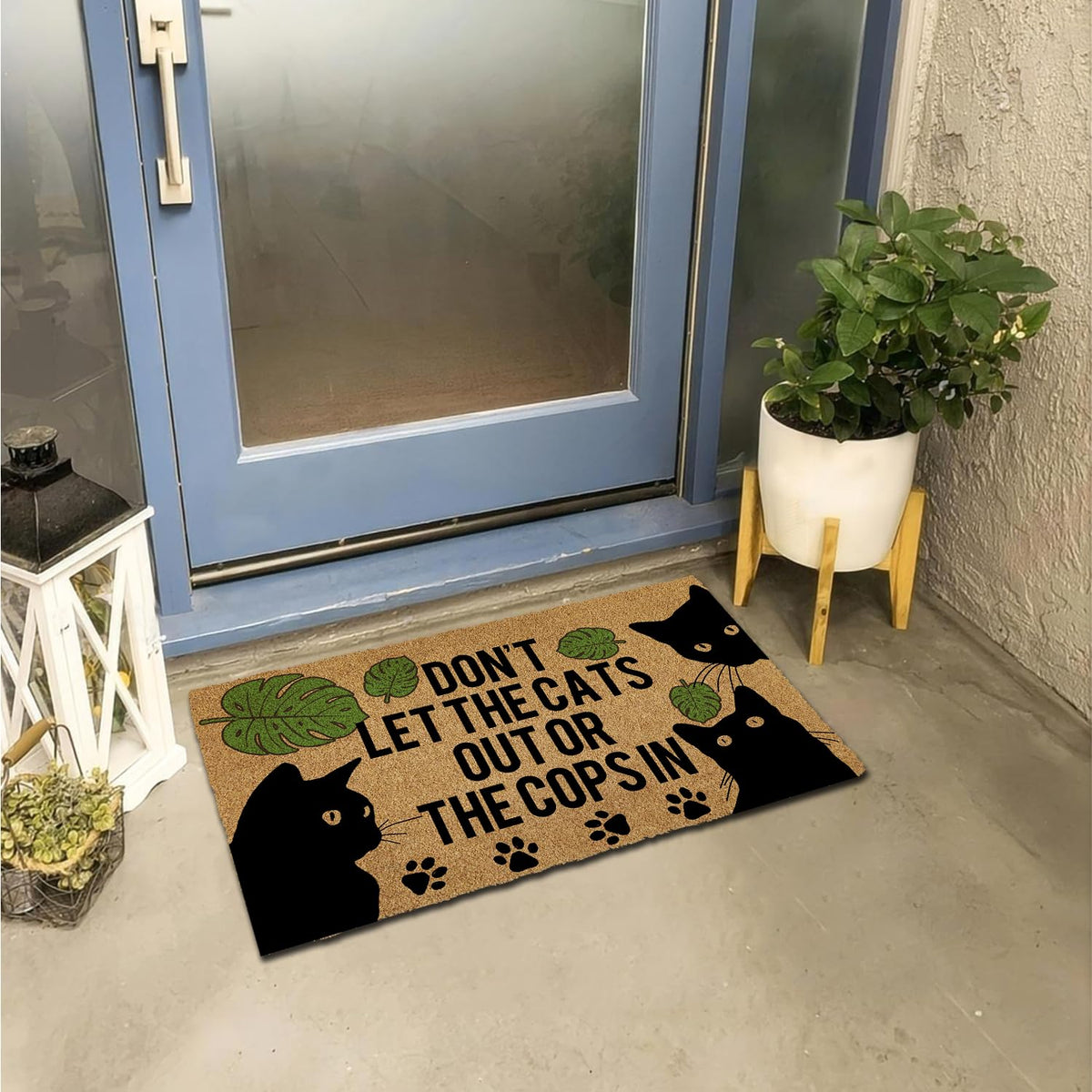ReyloCG cat door mat welcome humor print adds playful charm to entryway.
