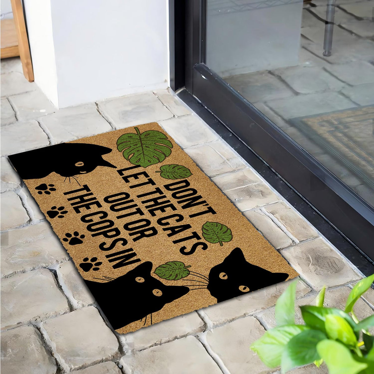 ReyloCG cat door mat welcome non-slip-backing provides stable footing on any floor.