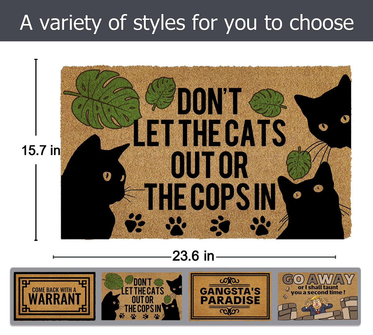 ReyloCG cat door mat welcome weather-resistant design withstands rain and snow.