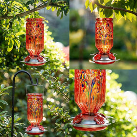 REZIPO hanging feeder for garden promotes easy viewing of hummingbirds.