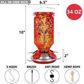 REZIPO round red glass feeder brightens patios and balconies.
