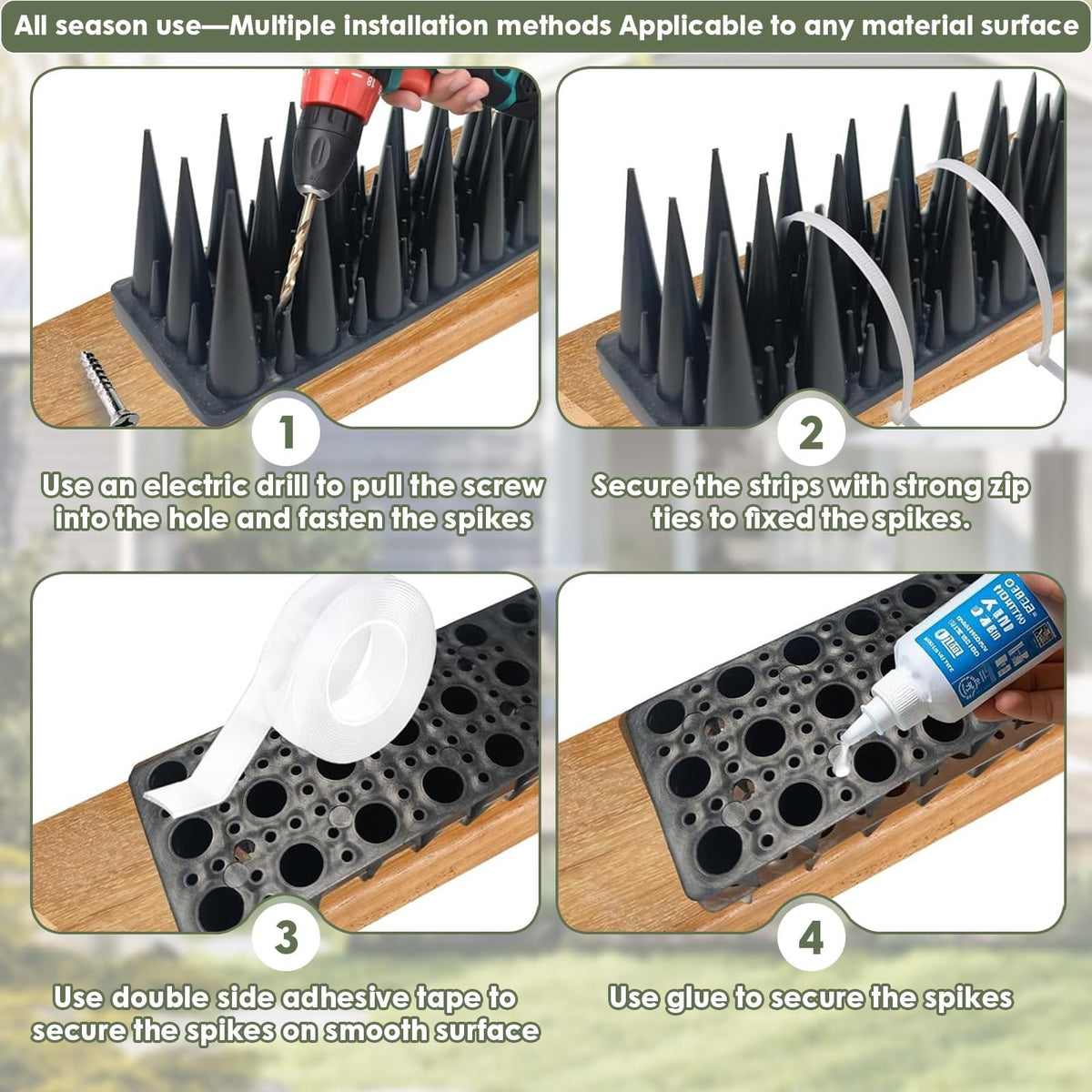 RGBRW 20-pack spikes extend along ledges and gutters
