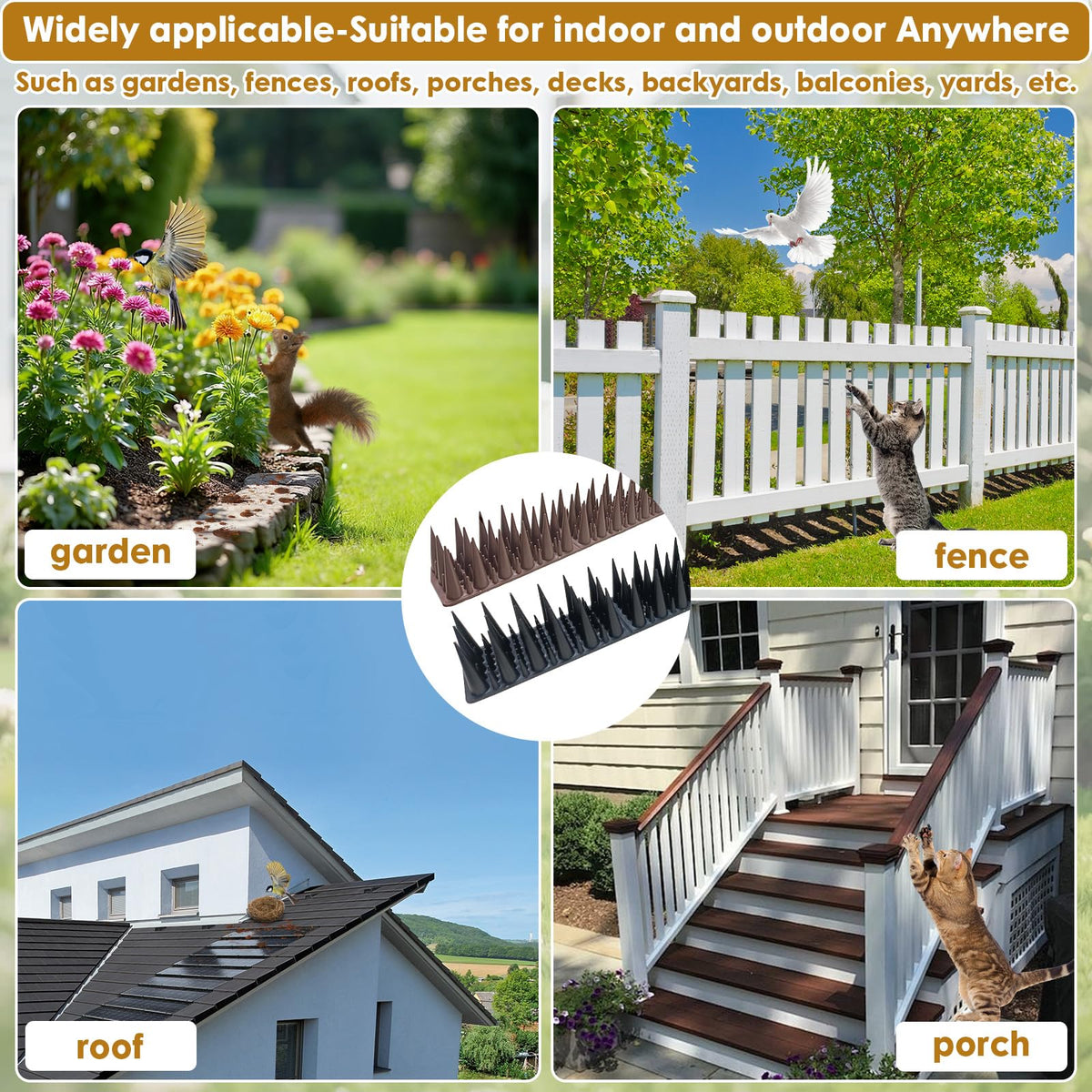 RGBRW 20-pack bird spikes offer long-lasting deterrence across outdoor spots