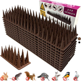 RGBRW plastic bird spikes on porch deter pigeons safely and effectively