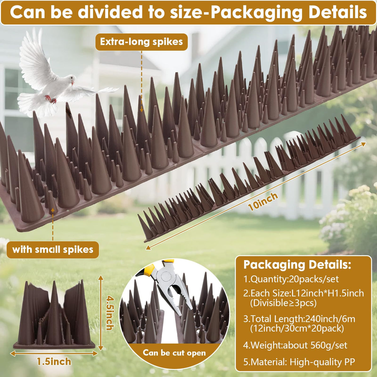 RGBRW weatherproof PP spikes resist rain, sun, and temperature extremes