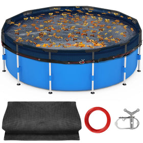 RGJ 21 ft pool leaf net cover overview, protects round pools from fall debris with easy setup.