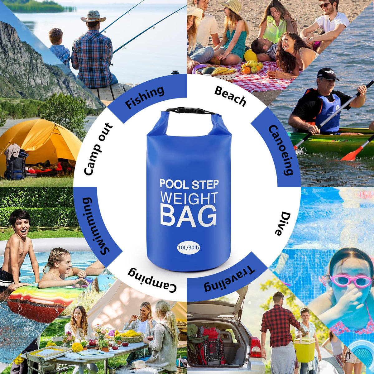RGJ blue pool ladder weights reduce wobble for safer entry and exit