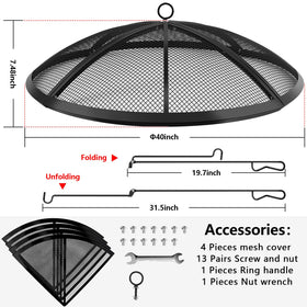RGJ fire pit screen with handle and poker offers easy lifting