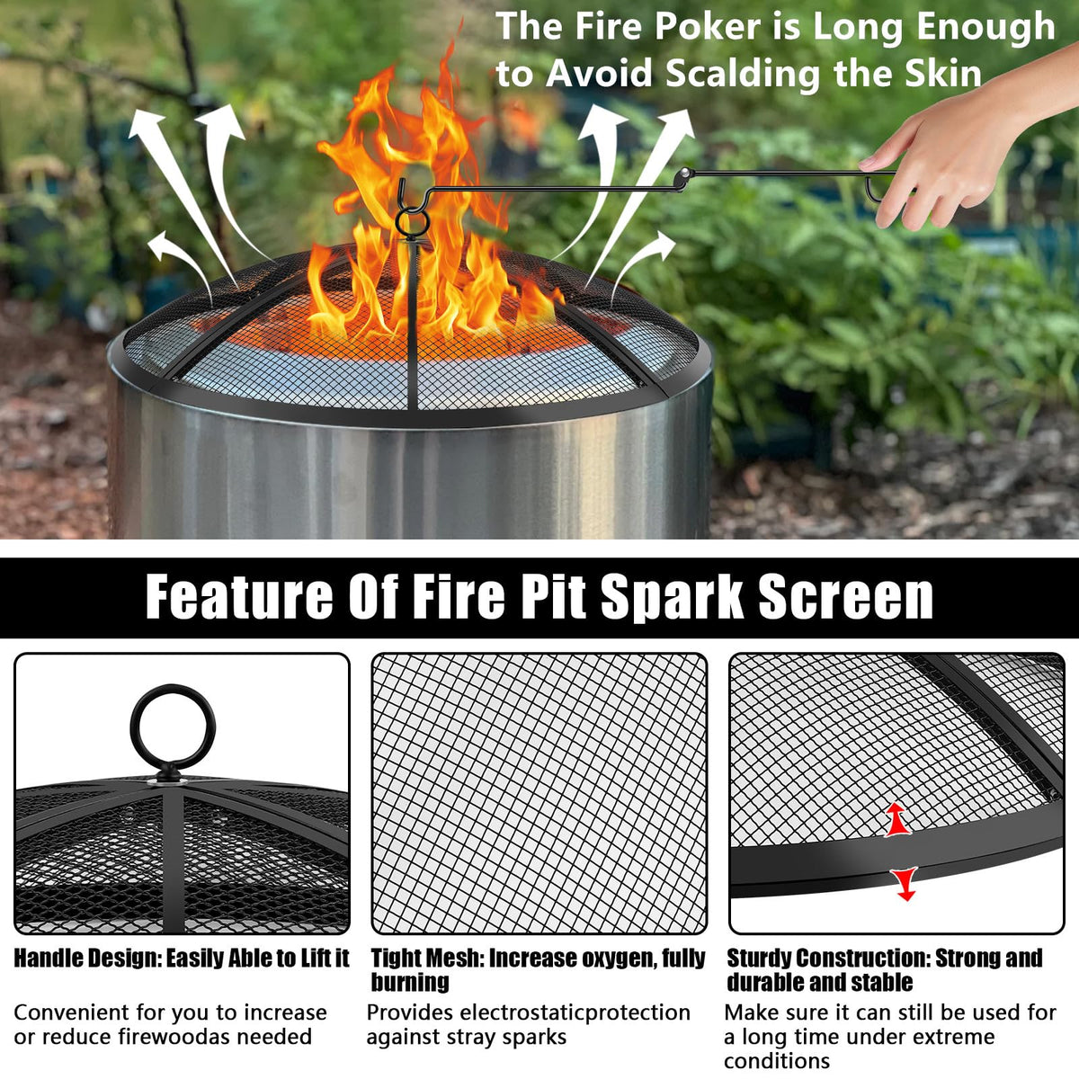 RGJ foldable poker with ring handle makes tending the fire safer