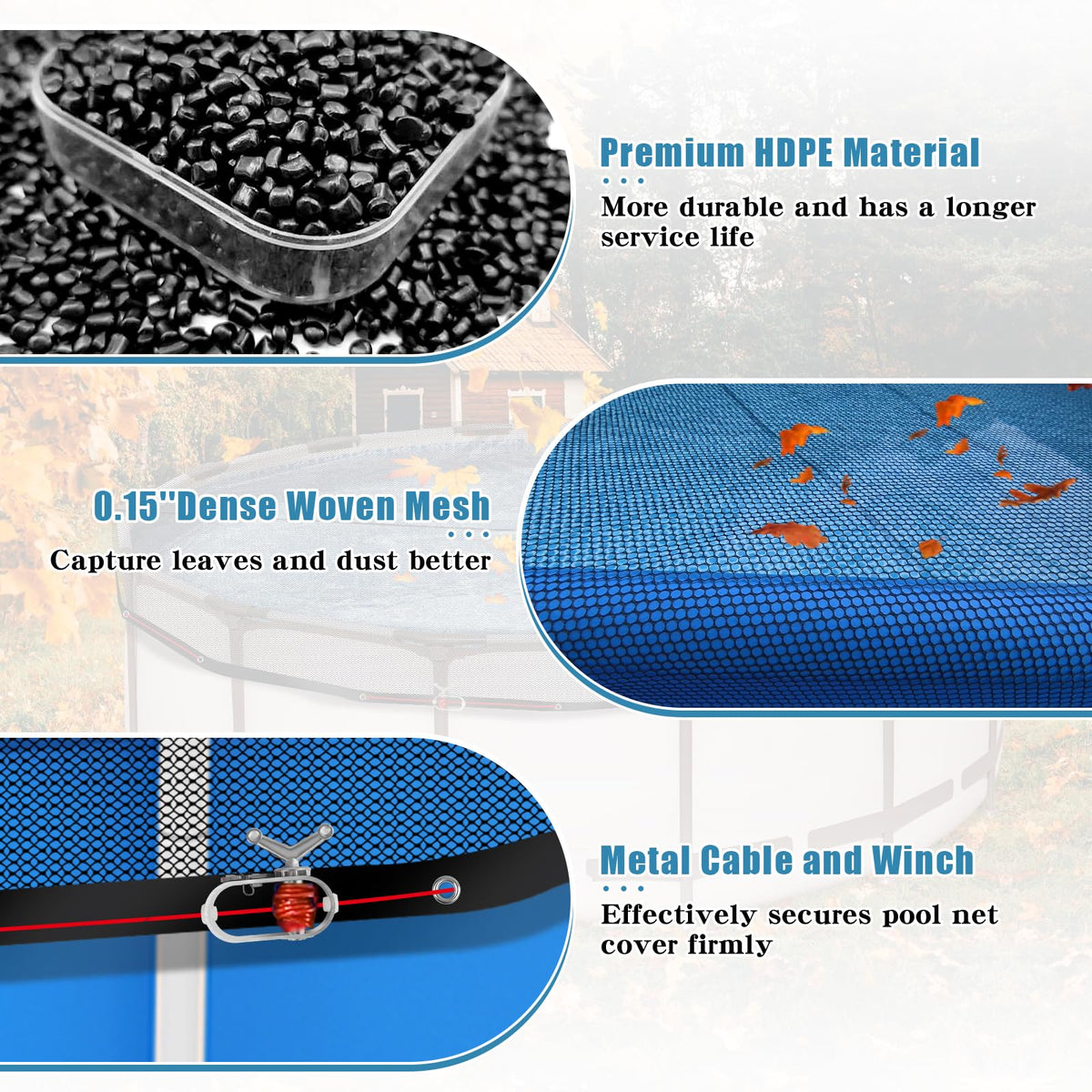 RGJ HDPE material offers durable, UV resistant protection for seasons of use.