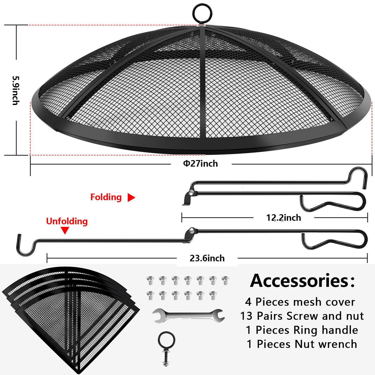 RGJ stainless steel guard with 12 support rods for durability and heat resistance