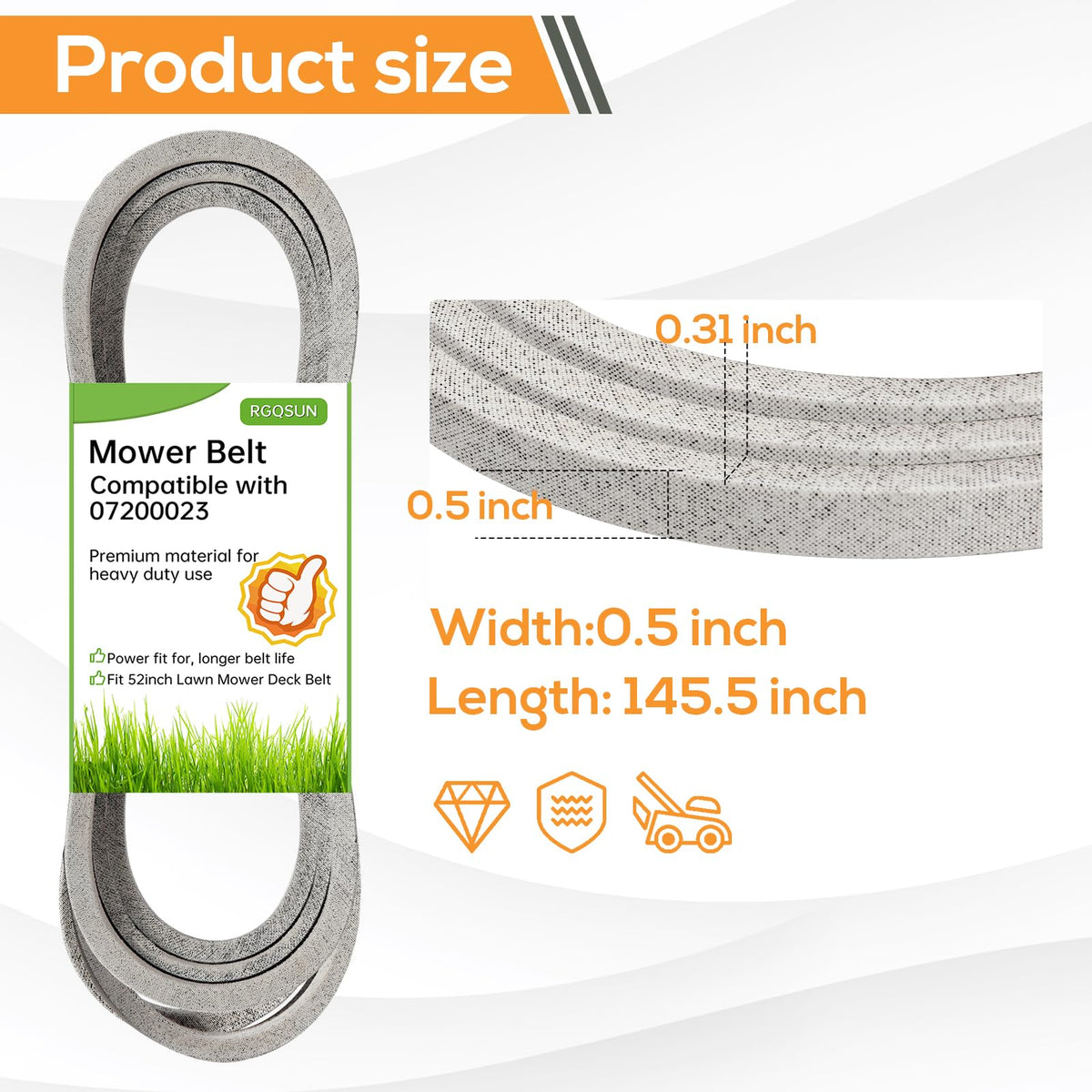 RGQSUN Ariens Zoom compatible belt ensuring smooth drive across lawns
