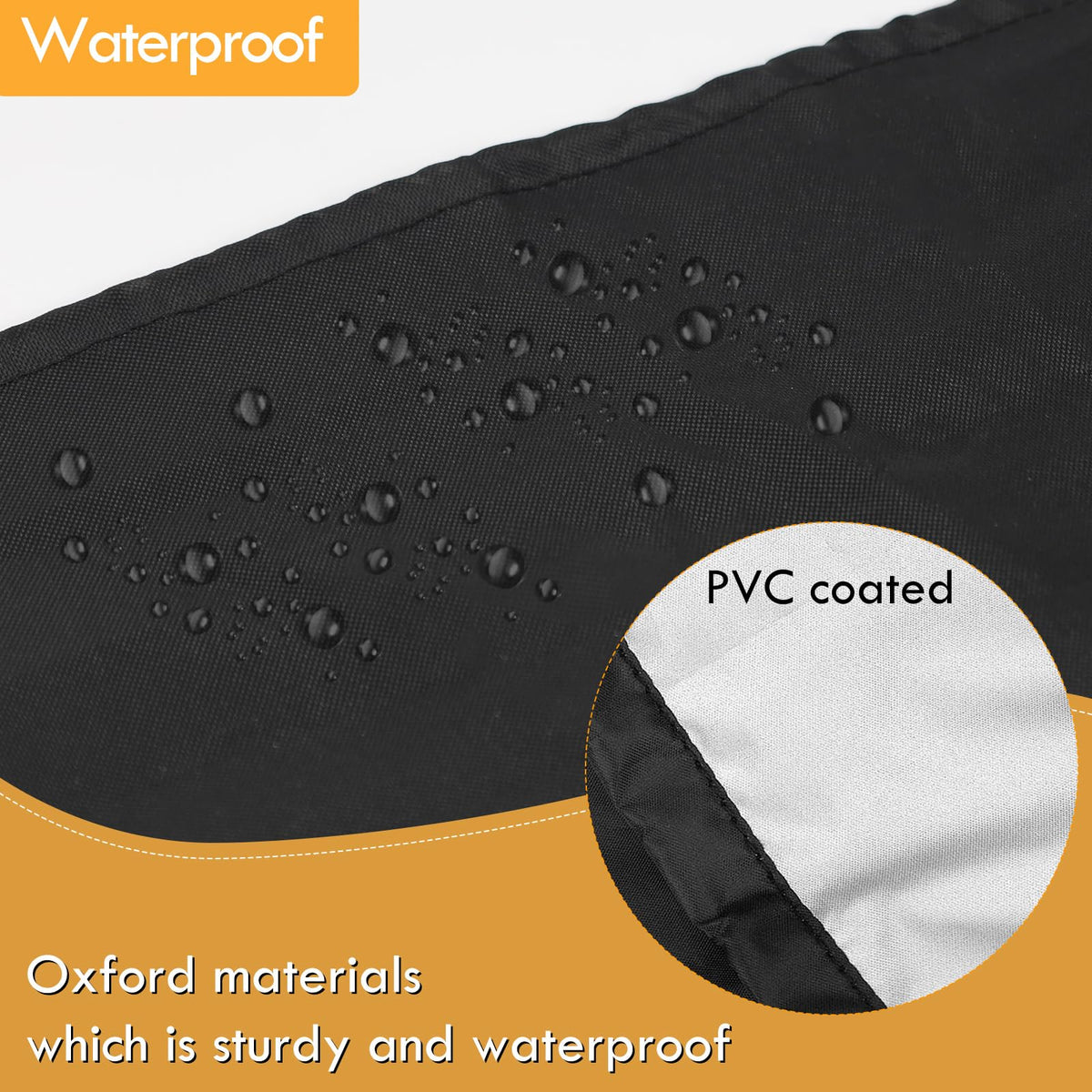 RGQSUN waterproof Oxford fabric shields against rain and snow.