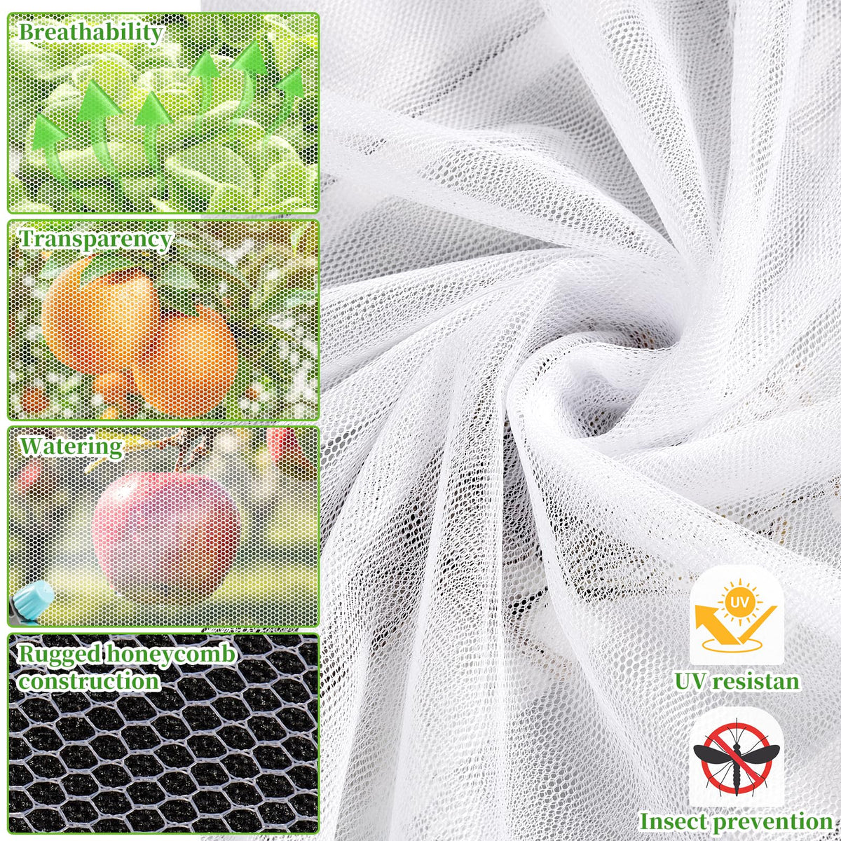 RGQSUN vegetable and fruit protection net guards harvests from birds and insects.