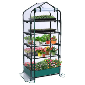 RHAHA five-tier mini greenhouse with shelves for organized seedling growth.