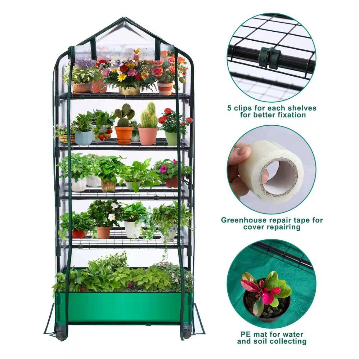 RHAHA removable PE tray catches runoff, protecting floors during watering.
