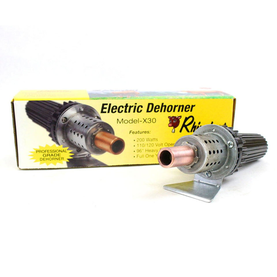 Rhinehart Devel Dehorner Electric X-30 front view with ergonomic grip for comfortable operation.