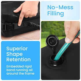 Rhino BaseMate side-slot design simplifies placement on patio stands.