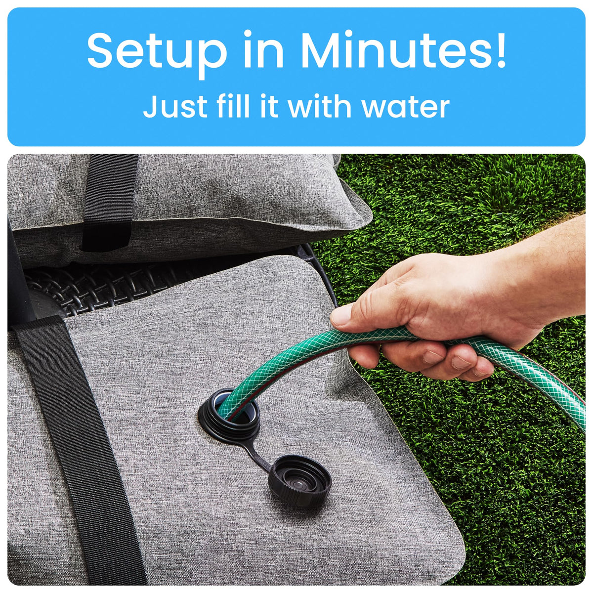 Rhino Basemate carrying strap aids easy transport to the patio.