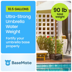 Rhino BaseMate 30L water-filled base resists tipping in wind.