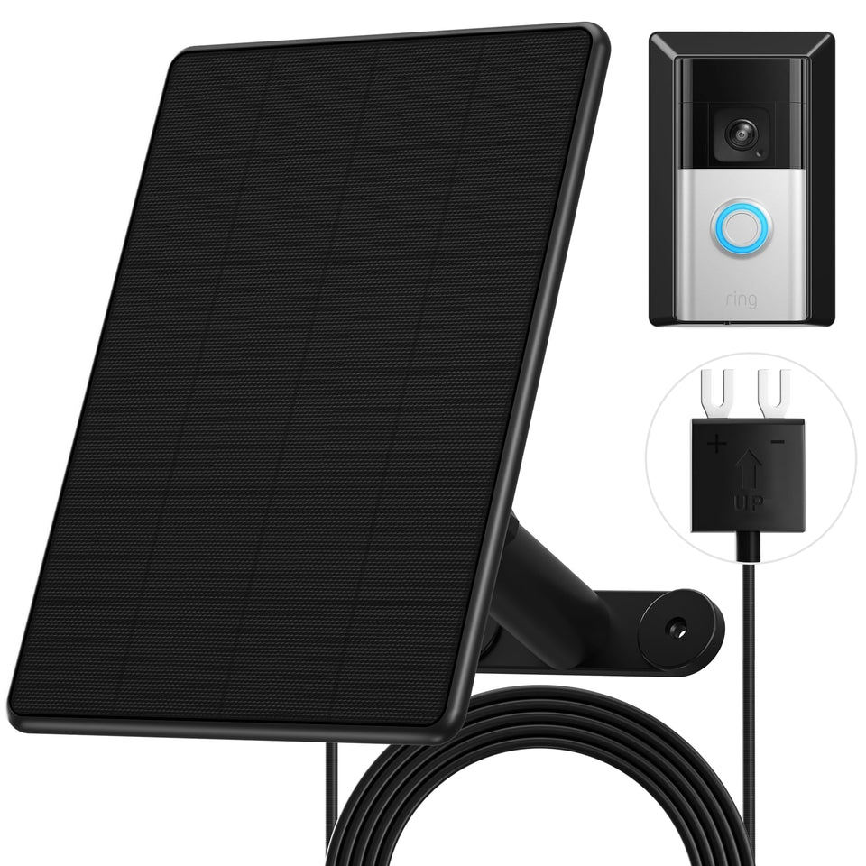 Rhorawill solar panel for Ring doorbell setup powering outdoor daylight usage