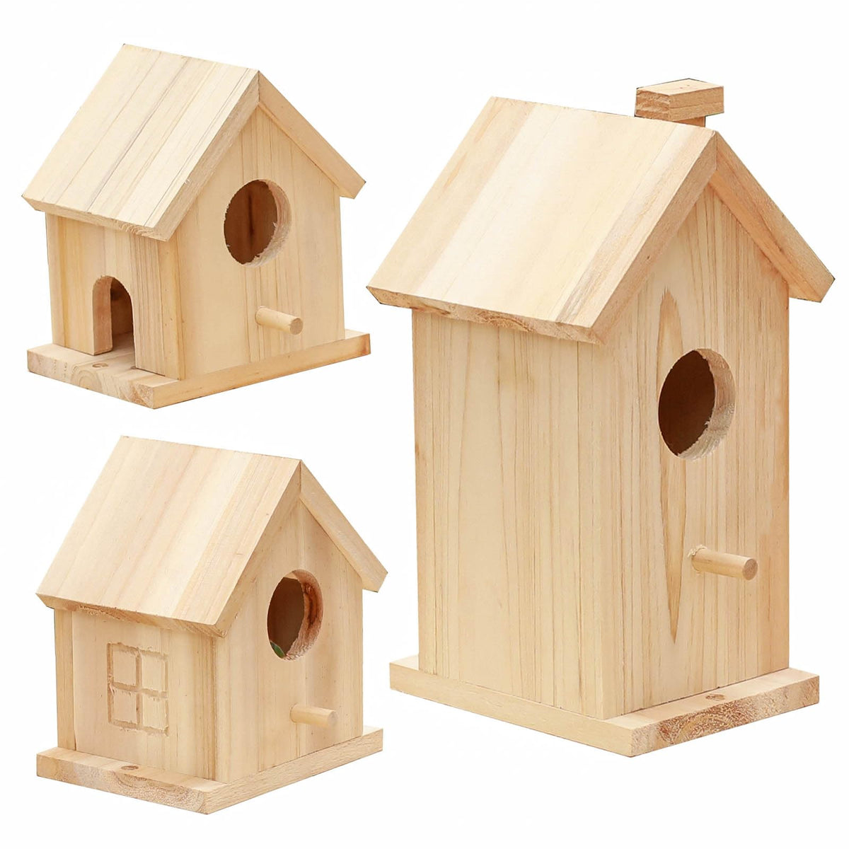 RHSLRL Wooden Bird House Kit with sloped roof invites birds and rustic charm outdoors