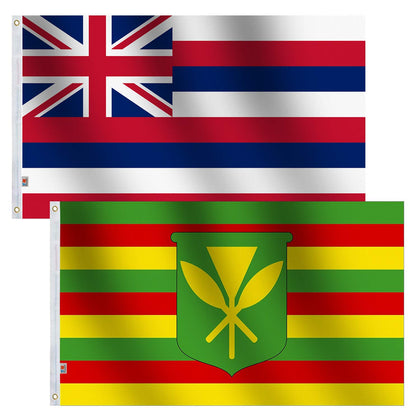 Rhungift Hawaii Kanaka Maoli flag front view with vibrant outdoor colors for display