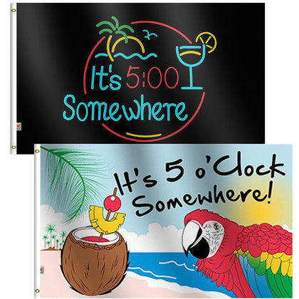 Rhungift It's 5 O'Clock Somewhere flag front view: outdoor vibrant print for display