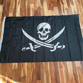 Rhungift pirate broadsword flag showcases vivid colors on durable polyester.