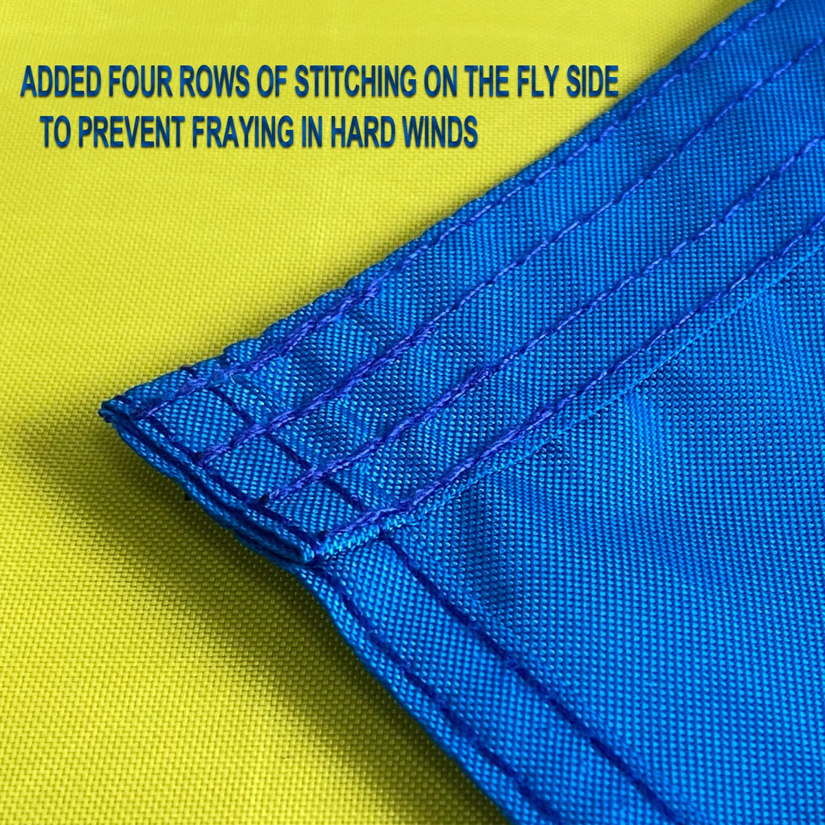 Rhungift 3x5ft flag showing reinforced canvas header for sturdier use.