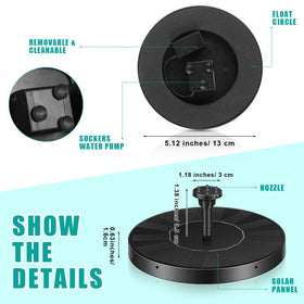 Riakrum 5.1-inch solar fountain panel delivering steady spray in sunlight