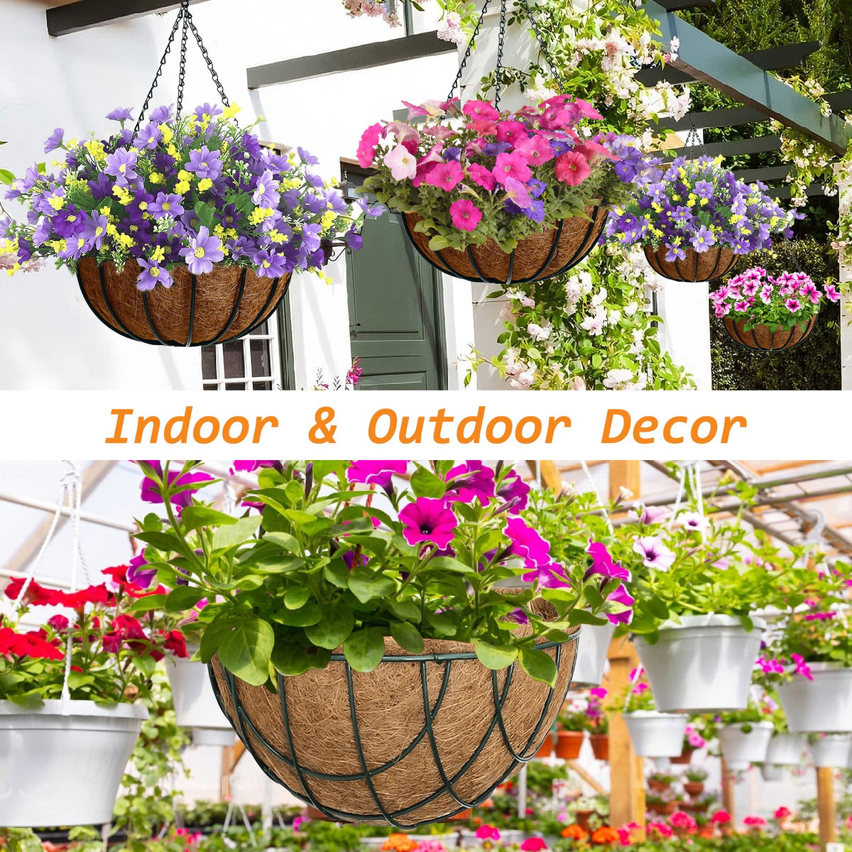 Riare 10 inch hanging basket liners for vibrant flowers