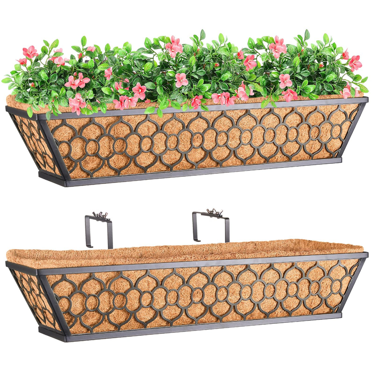 Riare 2-pack 24-inch window boxes with coco liner for balcony planting