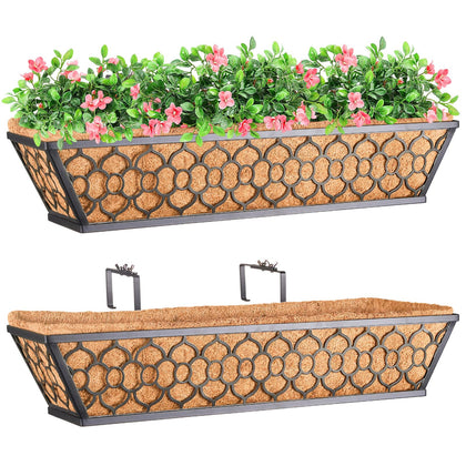 Riare 2-pack 24-inch window boxes with coco liner for balcony planting