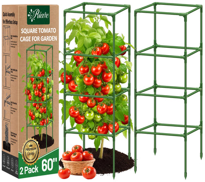 Riare 60-inch square tomato cage provides stable support for tall plants.