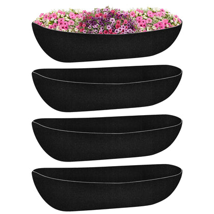 Riare 24-inch black felt window box liner assembly showing easy fit for baskets