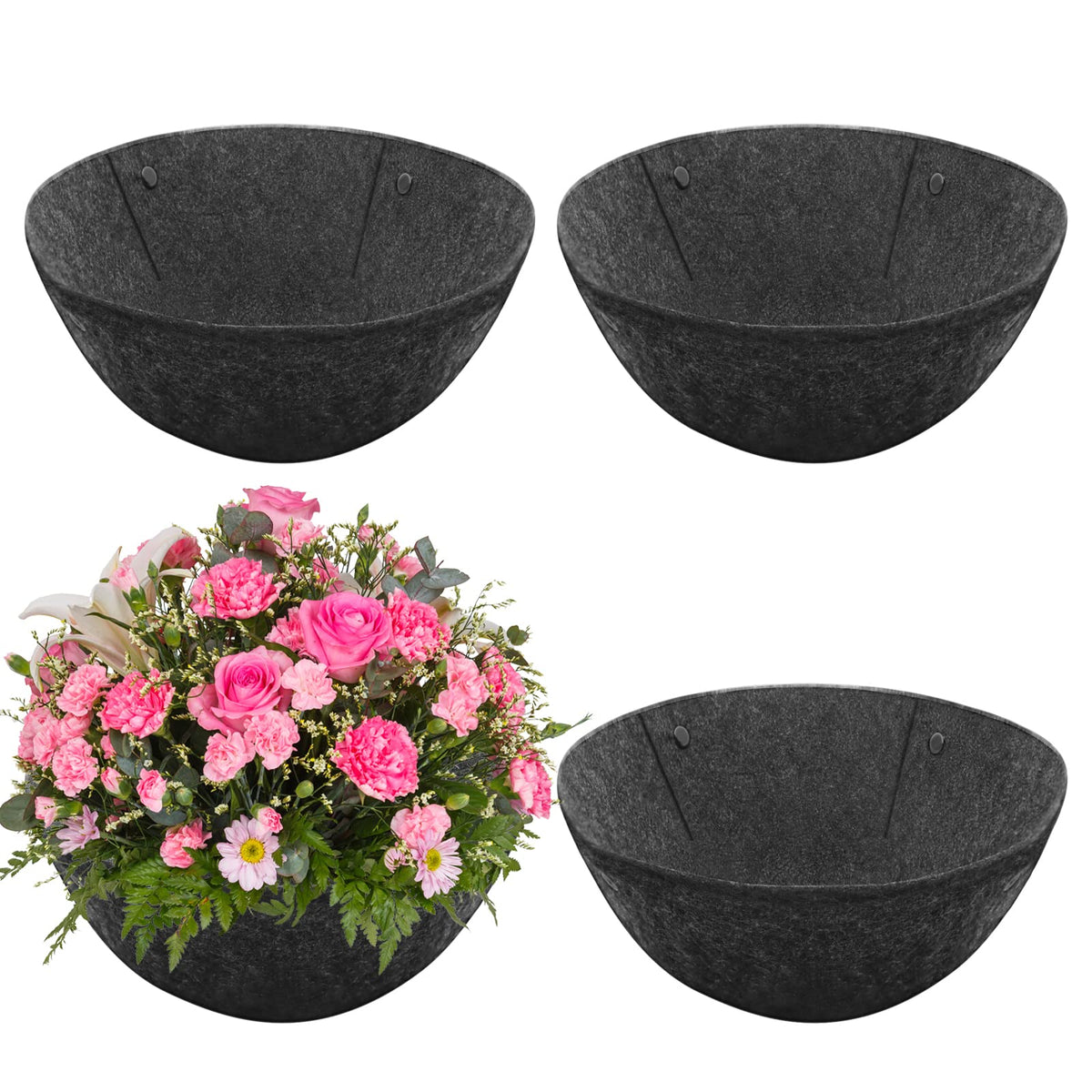 Riare 4-pack round fabric planter liner for 12-inch baskets provides neat, durable coverage.