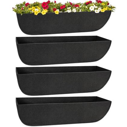 Riare 4-pack window box liners in black fabric for tidy soil containment.