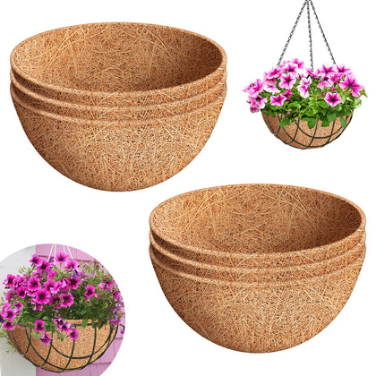 Riare 6 pack 10 inch round coconut liners for hanging baskets boost drainage and moisture