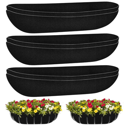 Riare 6-pack 30-inch black felt window box liner for quick setup and durable moisture retention.