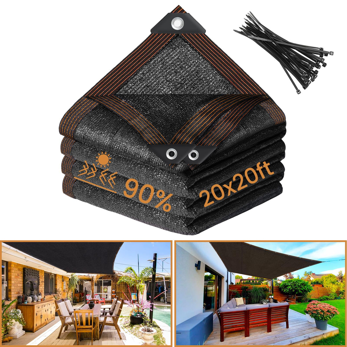 Riare 90% shade cloth draped over a garden for cooler outdoor comfort