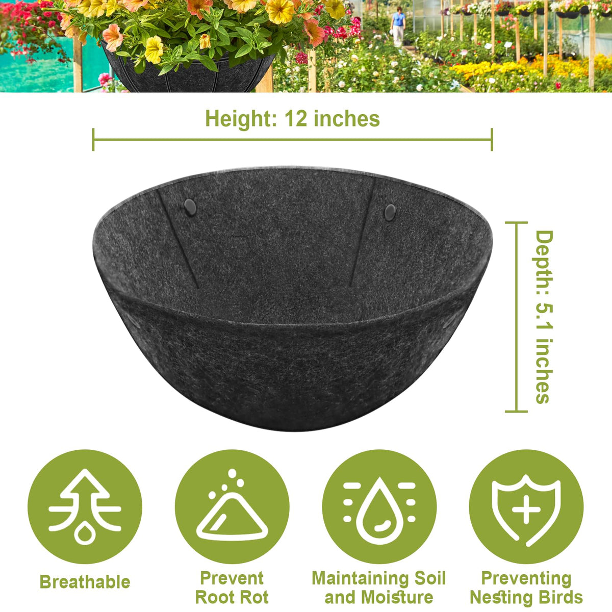 Riare anti-bird nesting liner deters nesting and keeps baskets neat