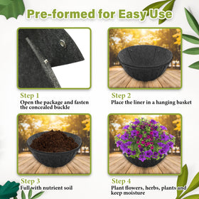Riare black liner enhances indoor and outdoor hanging basket decor