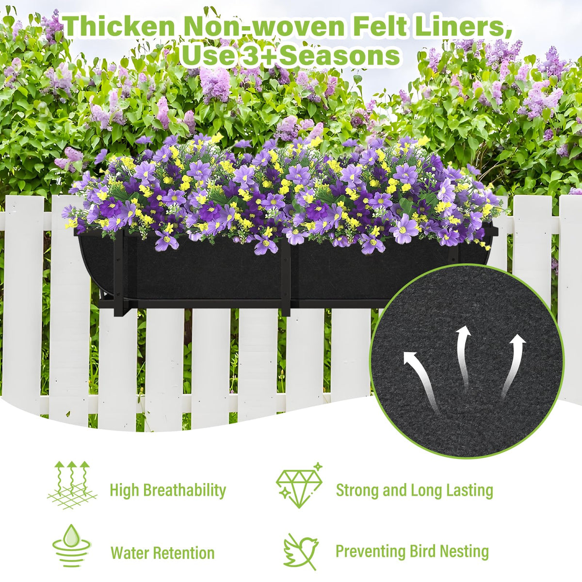 Riare breathable liner demonstrates moisture control for healthier roots.