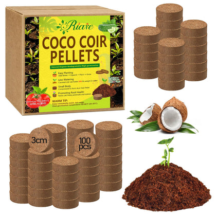 Riare coco coir seed pellets 100, ready to expand for seed starting