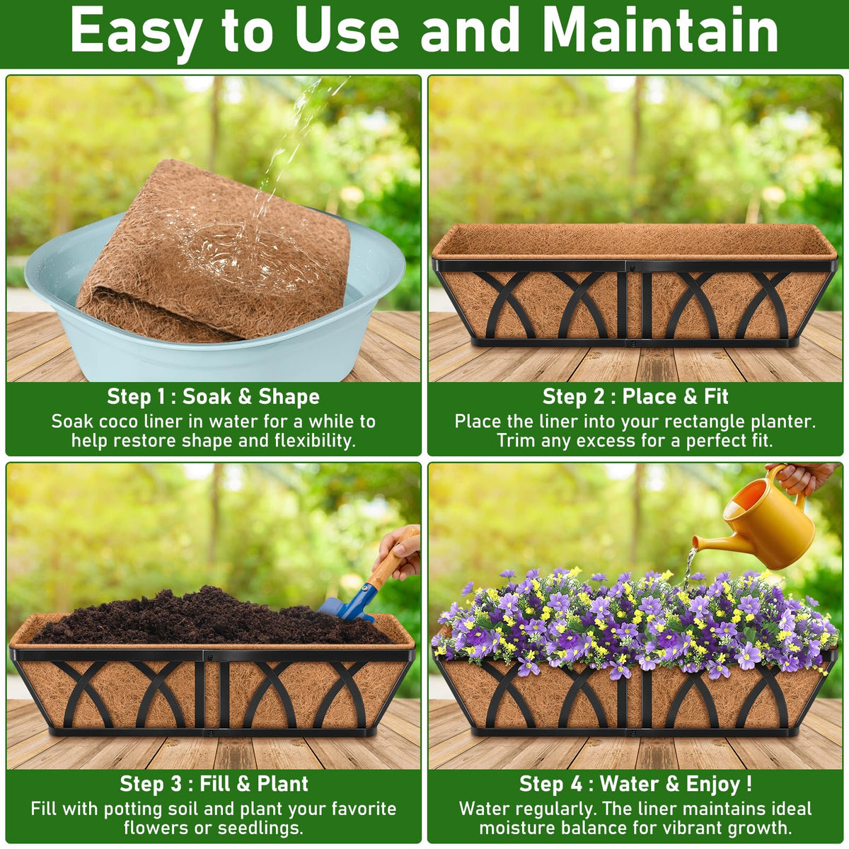 Riare coconut liner placed in a wall planter, demonstrating snug fit.